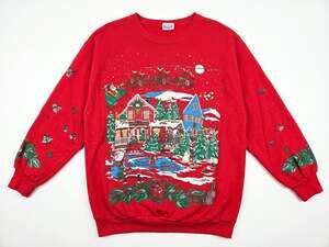 Vintage 90s Holiday Time L Sweatshirt Puff Decal Christmas Tacky Ugly Sweater